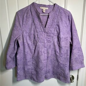 JM Collection Lavender flower-patterned Blouse, size 14P